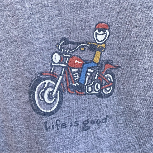 Life Is Good Tee Shirt with Crusher Jake on a Motorcycle - Picture 4 of 4